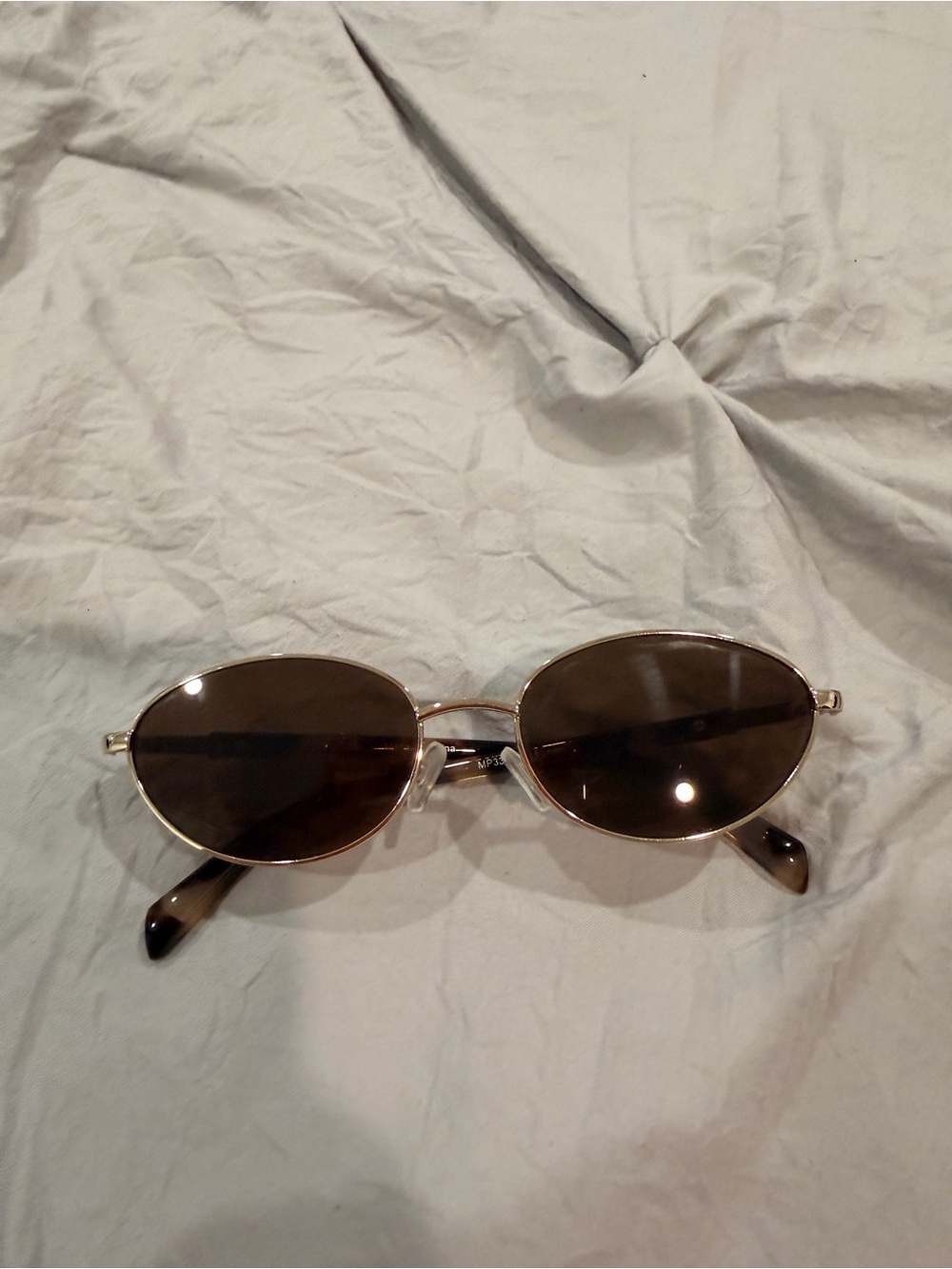 90s Gold Frame Brown Lens Oval Sunglasses - Women Accessories